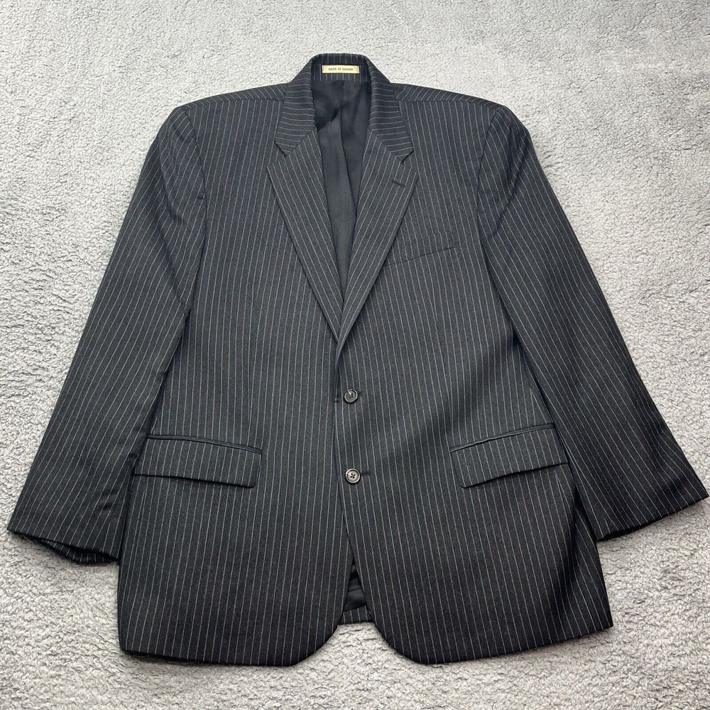 Lauren‎ Ralph Lauren Wool Cashmere Blazer Mens 44L Gray Pin Stripe Union Made